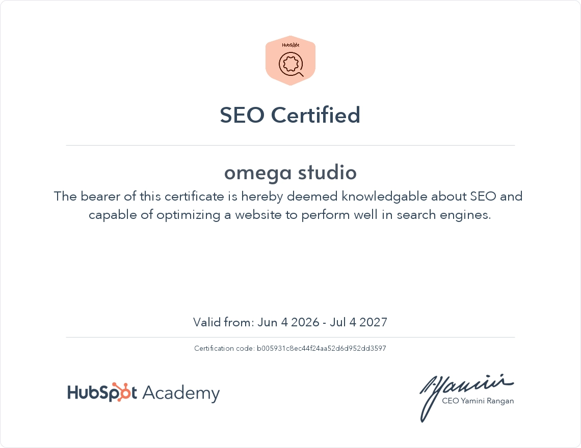 Omega Studio — HubSpot Certification