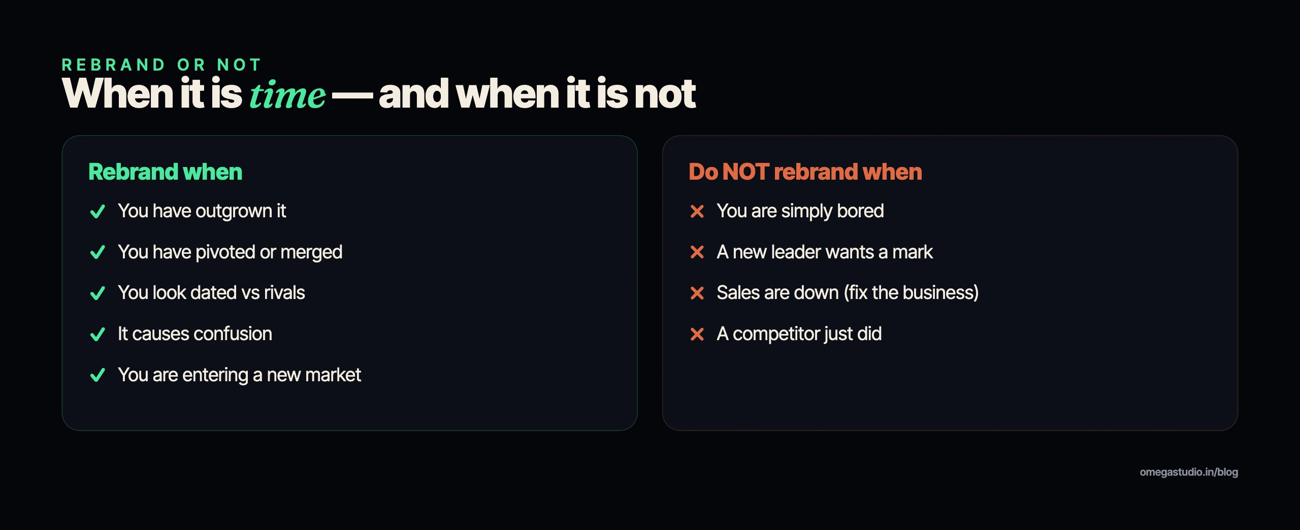Signs it is time to rebrand vs reasons not to rebrand